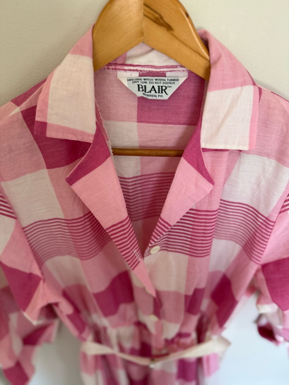Vintage Blair Pink Plaid Cotton Shirt Dress - Picture 4 of 4